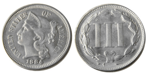 US 1884 Three Cents Nickel Copy Coin