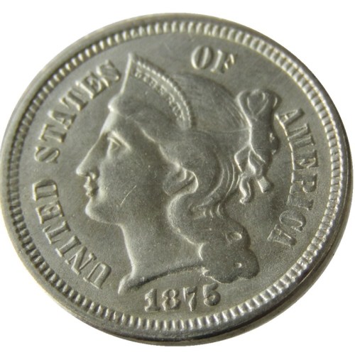 US 1875 Three Cents Nickel Copy Coin