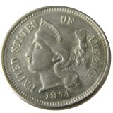 US 1874 Three Cents Nickel Copy Coin