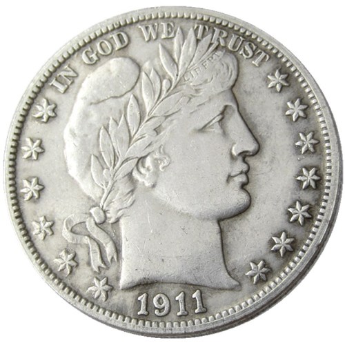 US 1911 P-S-D Barber Half Dollar Silver Plated Copy Coins