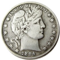 US 1894 P-S-O Barber Half Dollar Silver Plated Copy Coins