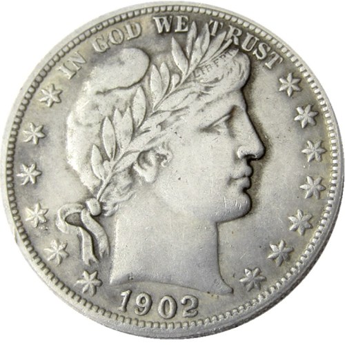 US 1902 P-S-O Barber Half Dollar Silver Plated Copy Coins
