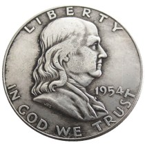 US 1954 PSD Franklin Half Dollar Silver Plated Copy Coins