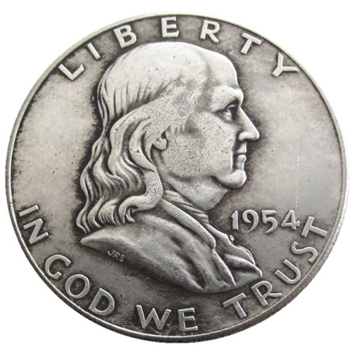 US 1954 PSD Franklin Half Dollar Silver Plated Copy Coins