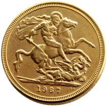 UK 1967 REGINA FD ELIZABETH II DEI GRATIA GOLD PLATED 1 SOVEREIGN (1LSD) COPY COINS