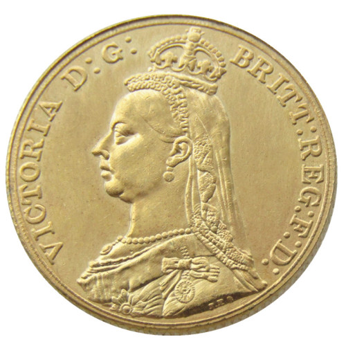 UK 1887 Queen Victoria Great Britain 1 Sovereign Gold Plated Copy Coin