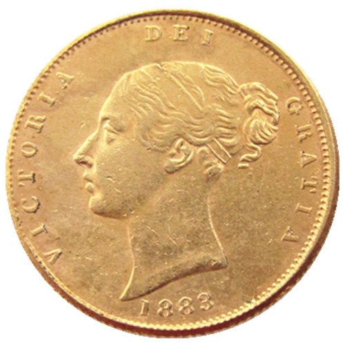 UK 1883-P-S Queen Victoria Young Head Gold Coin Very Rare Half Sovereign Die Copy Coins