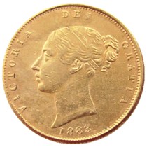UK 1883-P-S Queen Victoria Young Head Gold Coin Very Rare Half Sovereign Die Copy Coins UK 1883-P-S Queen Victoria Young Head Gold Coin Very Rare Half Sovereign Die Copy Coins