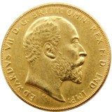 RARE UK 1907 KING EDWARD VII MATT PROOF GOLD PLATED 1 SOVEREIGN (1LSD) COPY COINS