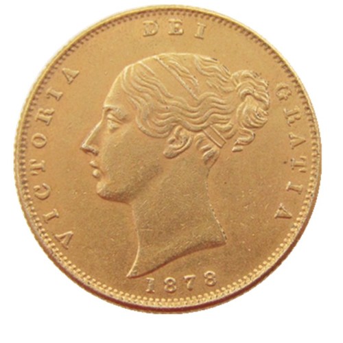 UK 1878-P-S Queen Victoria Young Head Gold Coin Very Rare Half Sovereign Die Copy Coins