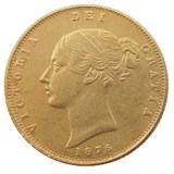UK 1876-P-S Queen Victoria Young Head Gold Coin Very Rare Half Sovereign Die Copy Coins