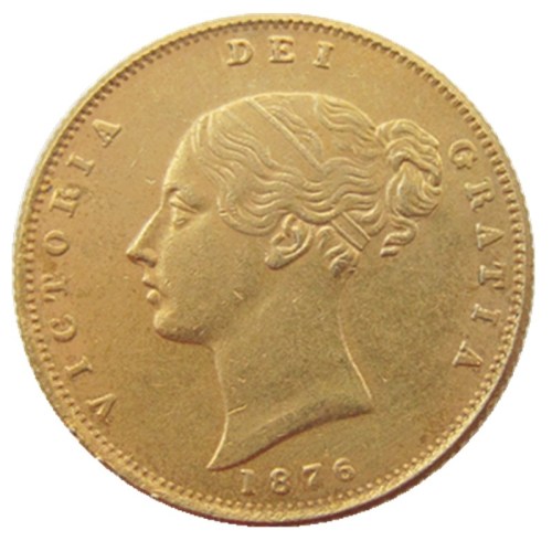 UK 1876-P-S Queen Victoria Young Head Gold Coin Very Rare Half Sovereign Die Copy Coins