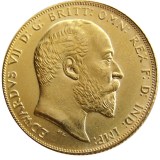 UK RARE 1910 KING EDWARD VII MATT PROOF GOLD PLATED 1 SOVEREIGN (1LSD) COPY COINS