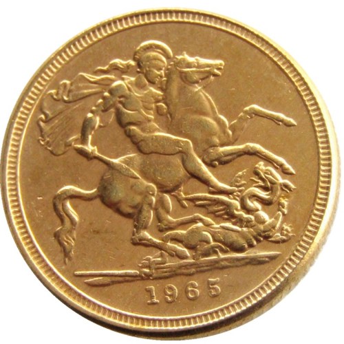 UK 1965 REGINA FD ELIZABETH II DEI GRATIA GOLD PLATED 1 SOVEREIGN (1LSD) COPY COINS