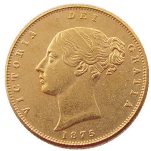 UK 1875-P-S Queen Victoria Young Head Gold Coin Very Rare Half Sovereign Die Copy Coins