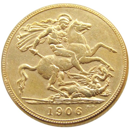 RARE UK 1906 KING EDWARD VII MATT PROOF GOLD PLATED 1 SOVEREIGN (1LSD) COPY COINS