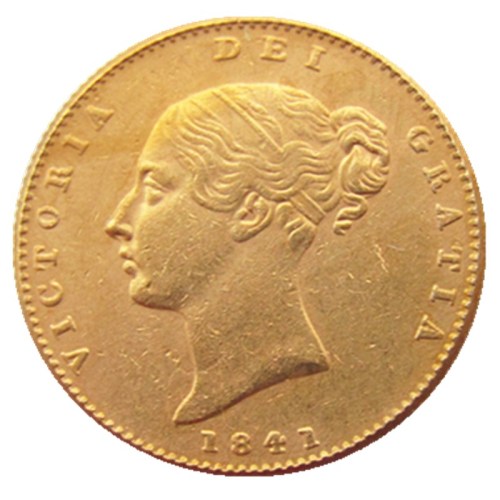 UK 1841-P-S Queen Victoria Young Head Gold Coin Very Rare Half Sovereign Die Copy Coins