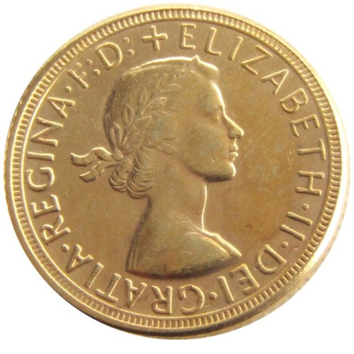 UK 1958 REGINA FD ELIZABETH II DEI GRATIA GOLD PLATED 1 SOVEREIGN (1LSD) COPY COINS
