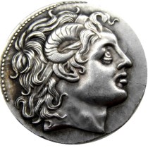 G(14)Rare Superb Silver Lysimachos Tetradrachm with Portrait of Alexander - 297 BC Silver Plated copy coins