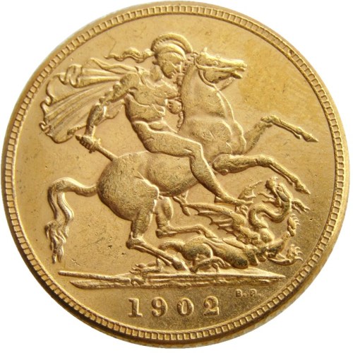 RARE UK 1902 KING EDWARD VII MATT PROOF GOLD PLATED 1 SOVEREIGN (1LSD) COPY COINS