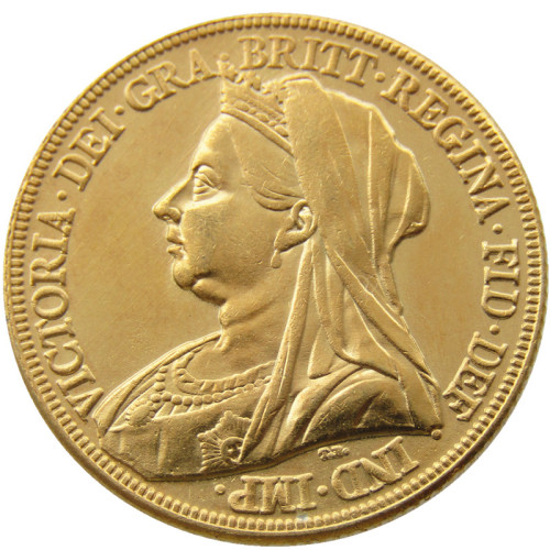 UK 1893 Queen Victoria Great Britain 1 Sovereign Gold Plated Copy Coin
