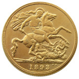UK 1893 Queen Victoria Great Britain 1 Sovereign Gold Plated Copy Coin