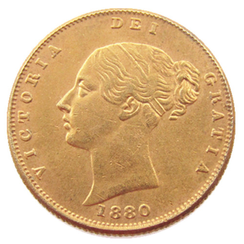 UK 1880-P-S Queen Victoria Young Head Gold Coin Very Rare Half Sovereign Die Copy Coins