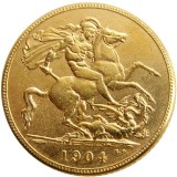 RARE UK 1904 KING EDWARD VII MATT PROOF GOLD PLATED 1 SOVEREIGN (1LSD) COPY COINS