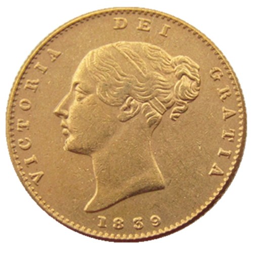 UK 1839-P-S Queen Victoria Young Head Gold Coin Very Rare Half Sovereign Die Copy Coins
