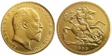 RARE UK 1909 KING EDWARD VII MATT PROOF GOLD PLATED 1 SOVEREIGN (1LSD) COPY COINS