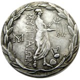 G(12)Rare Large Medallic Ancient Greek Silver Tetradrachm Coin from Myrina Aeolis - 150BC Silver Plated copy coins