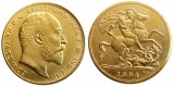 RARE UK 1904 KING EDWARD VII MATT PROOF GOLD PLATED 1 SOVEREIGN (1LSD) COPY COINS