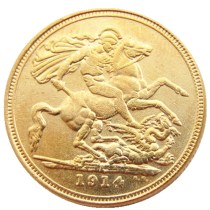 United Kingdom 1914 1 Sovereign Gold Plated Copy Coins