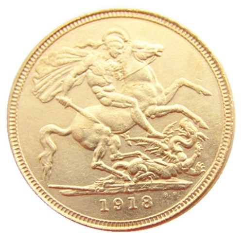 United Kingdom 1918 1 Sovereign Gold Plated Copy Coins