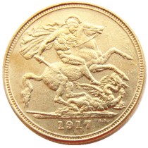 United Kingdom 1917 1 Sovereign Gold Plated Copy Coins