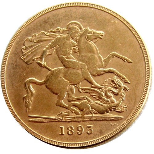 UK Victoria Five Pounds 1893 Gold Plated copy coin