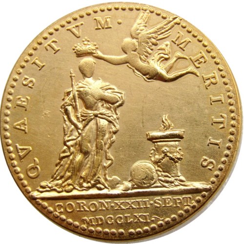 UK ENGLAND MEDAL 1761 GRANDE BRETAGNE COURONNEMENT CHARLOTTE DE MECKLEMBURG Gold Plated Copy coin