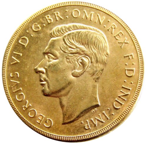 UK RARE 1937 GREAT BRITAIN KING GEORGE VI PROOF GOLD PLATED ONE SOVEREIGN COIN