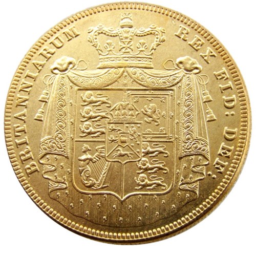 UK 1826 5 Pounds - George IV Gold Plated Copy Coins