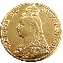 UK 1887 Queen Victoria Gold Double Sovereign Two Pounds Gold Plated Copy Coin