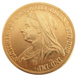 UK 1893 Queen Victoria Great Britain Two Pounds Double Sovereign Gold Plated Copy Coin