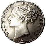 UK 1844 Queen Victoria Young Head Silver Crown Coin - Great Britain Copy Coin