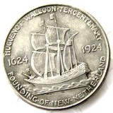 USA 1924-Huguenot-Walloon Tercentenary Half Dollar Commemorative Silver Plated Copy Coin