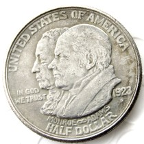 USA 1923 Monroe Doctrine Centennial Half Dollar Commemorative  Silver Plated Copy Coin