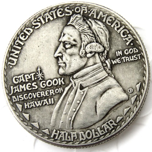 USA 1928 HAWAIIN SESQUICENTENNIAL Half Dollar Commemorative Silver Plated Copy Coin