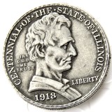 US 1918 Lincoln Commemorative Half Dollar Silver Plated Copy Coin