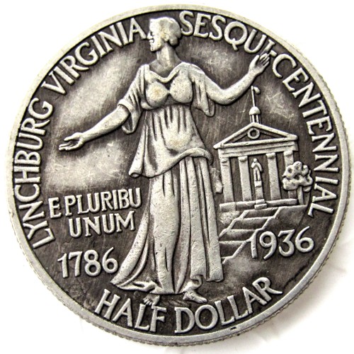 US 1936 Lynchburg  Commemorative Half Dollars Silver Plated Copy Coins