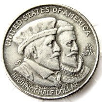 USA 1924-Huguenot-Walloon Tercentenary Half Dollar Commemorative Silver Plated Copy Coin