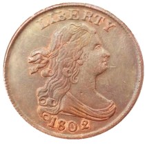 US 1802 Draped Bust Half Cent Copper Copy Coin