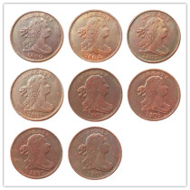 US A Set Of(1800-1808) 8pcs Draped Bust Half Cent Copper Copy Coin